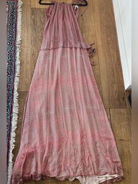 10 derek lam 2013 pink pattern halter maxi dress - sz 6